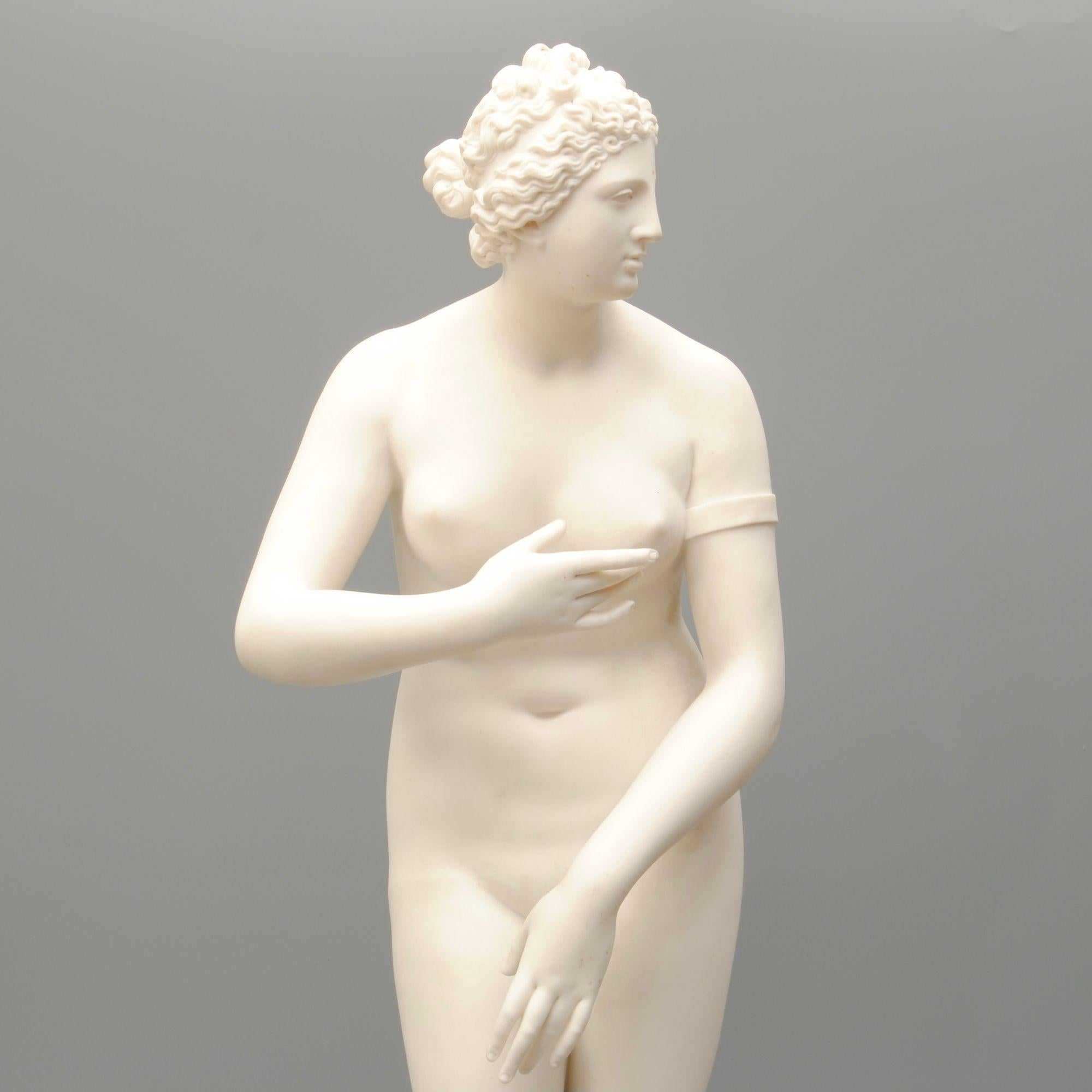 A fine and large example of a continental parian type ware figure of Diana after the antique
circa 1850.