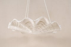 Large Midcentury Inspired Artisan Made Suspended Light Fixture, White Color