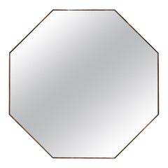 Large Midcentury Italian Octagonal Brass Mirror
