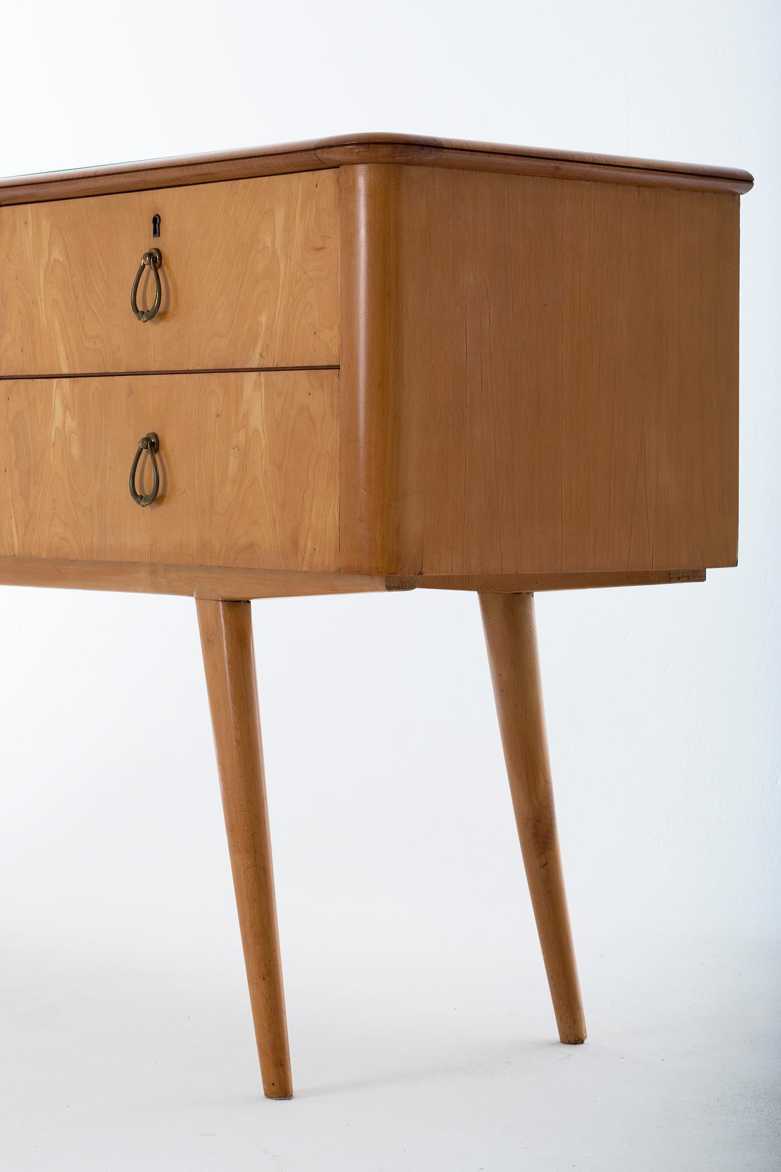 Large Midcentury Sycamore Chest of Drawers 1
