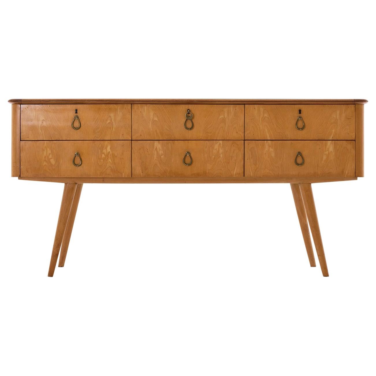 Large Midcentury Sycamore Chest of Drawers