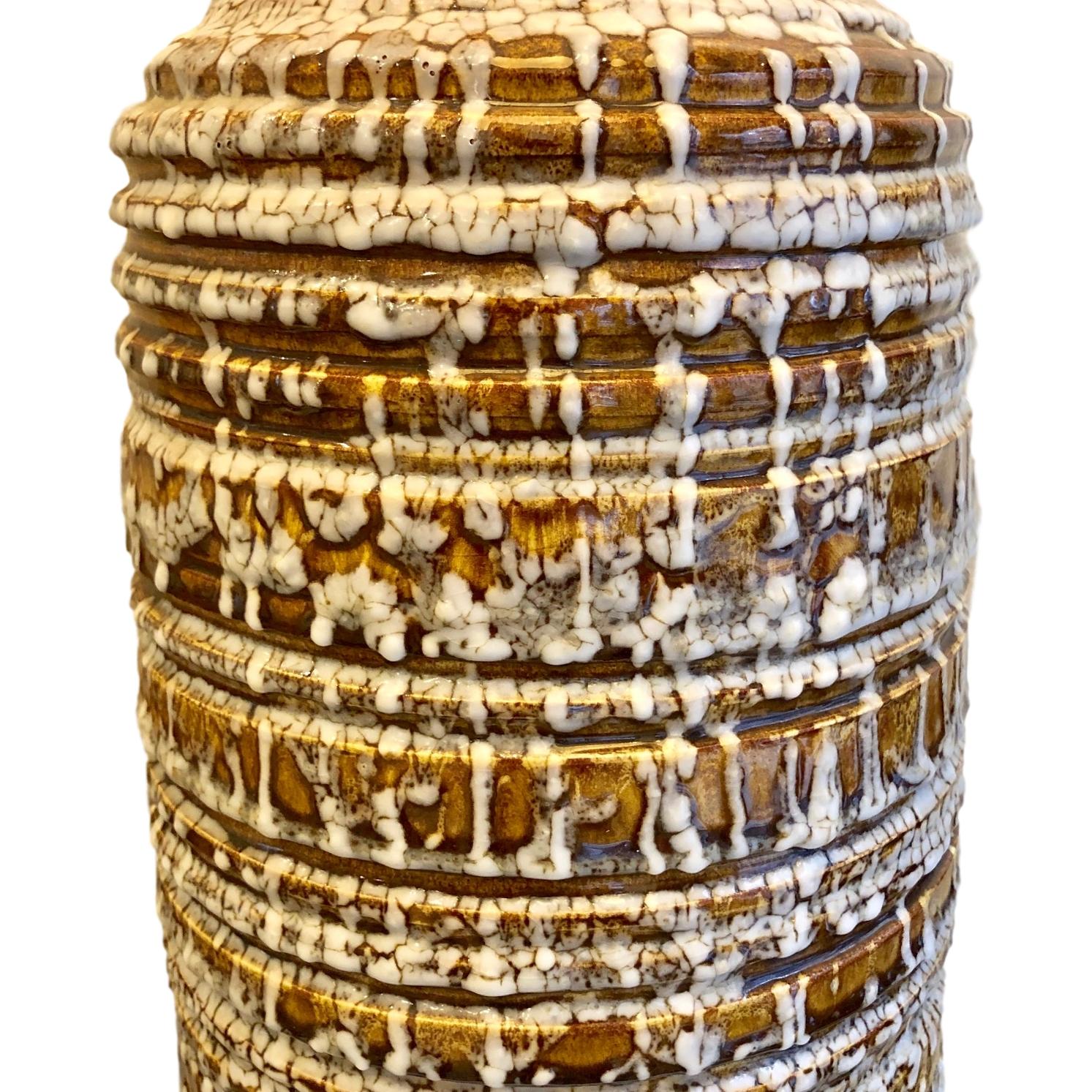 A large single circa 1960's German drip-glaze lamp.

Measurements:
Height of body 23