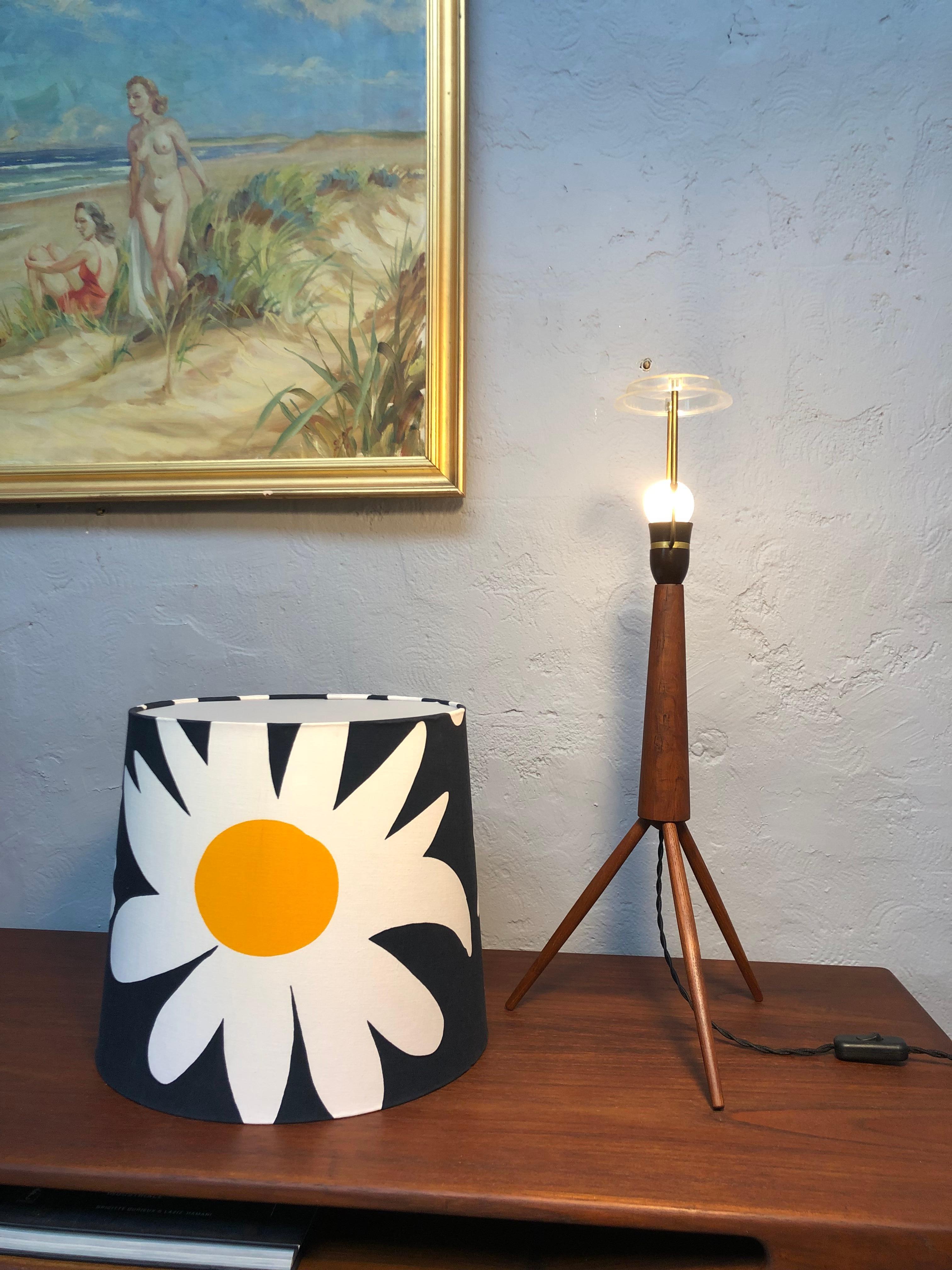 Mid-Century Modern Large Mid-Century Tripod Table Lamp in Teak For Sale