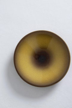 Large Midcentury Yellow Ceramic Plate by Serra