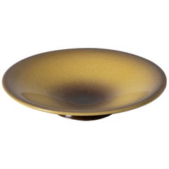 Large Midcentury Yellow Ceramic Plate by Serra
