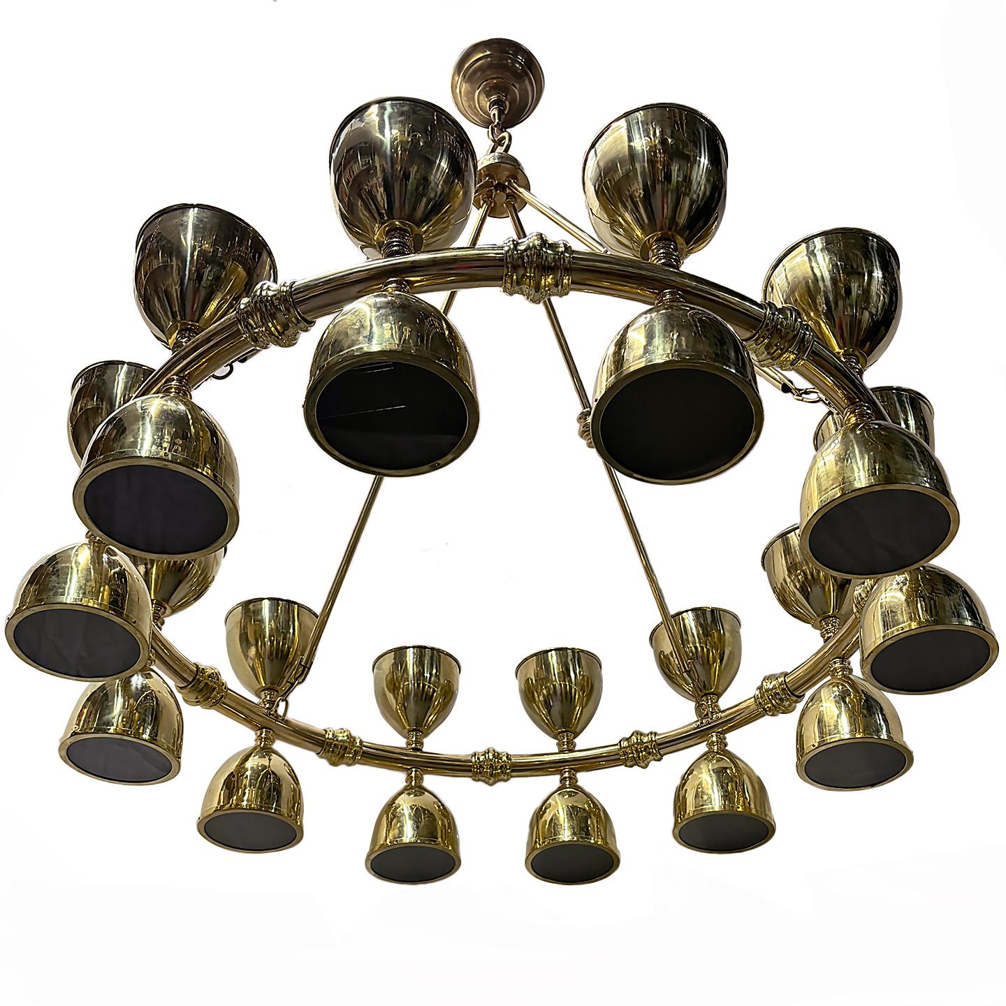 A circa 1960's Italian brass chandelier with 24 lights.Original patina.

Measurements:
Height: 52