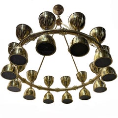 A Large Midcentury Brass Chandelier