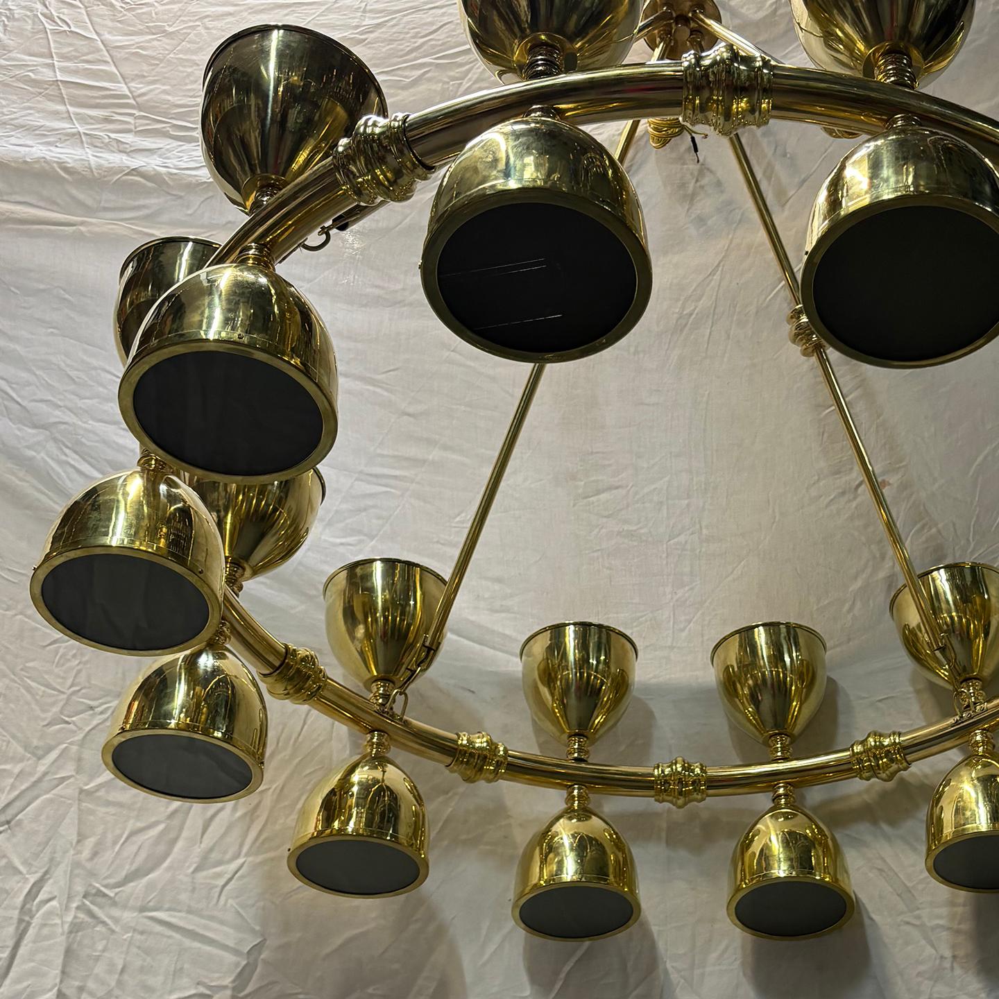Italian A Large Midcentury Brass Chandelier For Sale