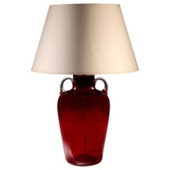 Large Midcentury Red Murano Glass Vase as a Table Lamp