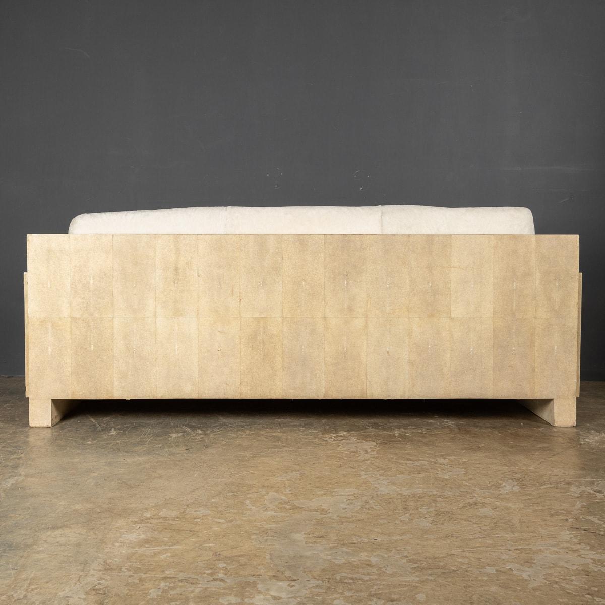 Large Modern Shagreen Panelled Sofa by R&Y Augoust In Good Condition In Royal Tunbridge Wells, Kent