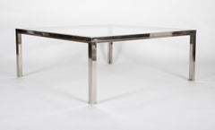 Large Modern Steel and Glass Coffee Table in the Manner of Romeo Rega