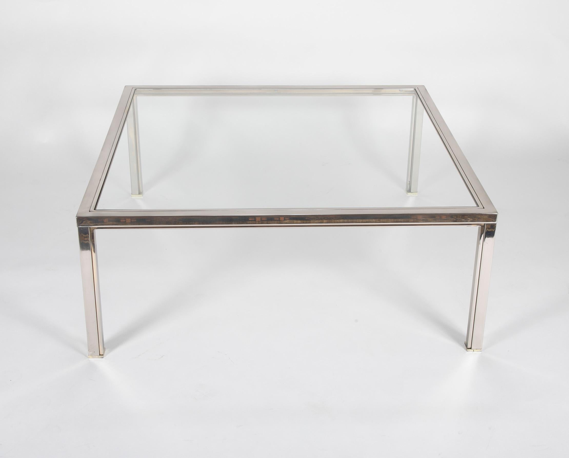 Streamlined Moderne Large Modern Steel and Glass Coffee Table in the Manner of Romeo Rega For Sale