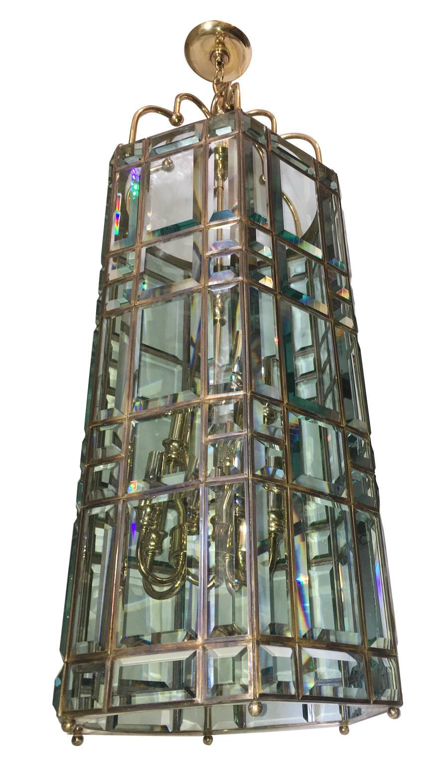 Mid-20th Century Large Moderne Italian Glass Lantern For Sale