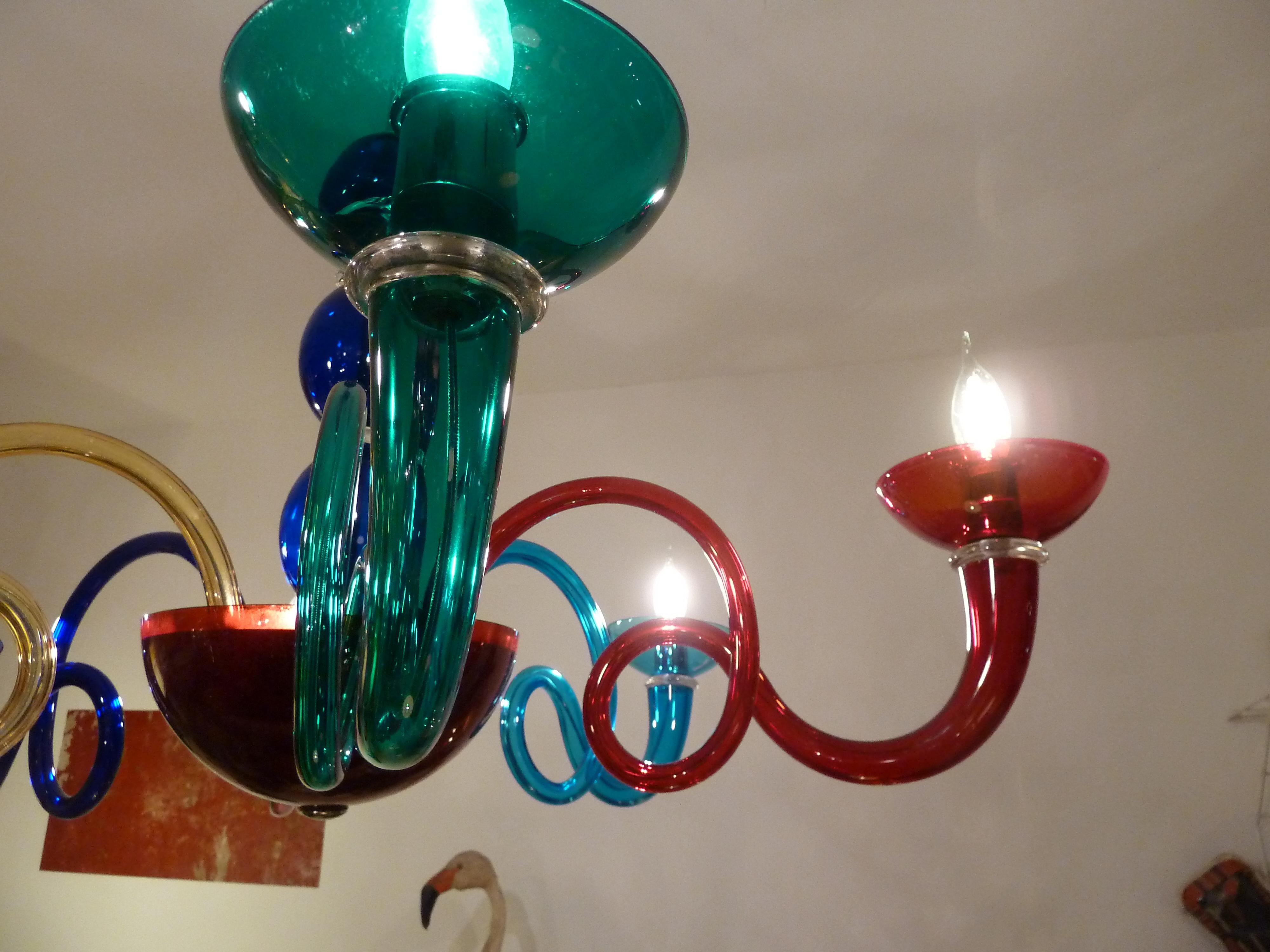 Steel Large Murano 1980s Ponti Style Chandelier, Pantalica from VeArt/Artemide, Italy