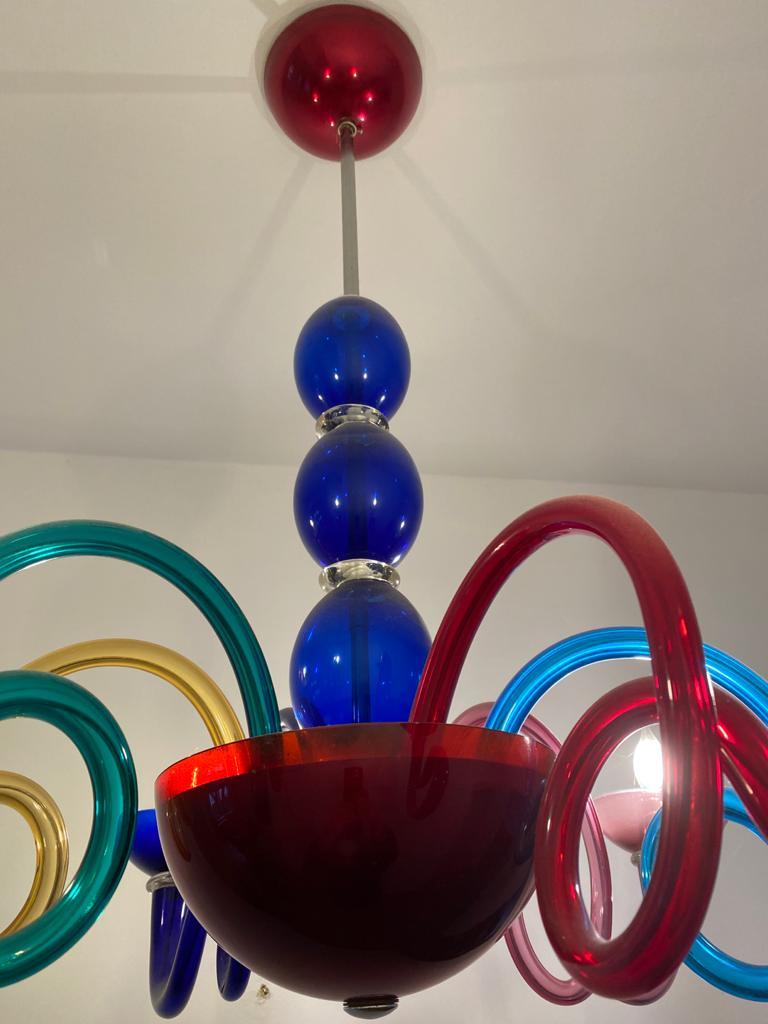 Large Murano 1980s Ponti Style Chandelier, Pantalica from VeArt/Artemide, Italy 1