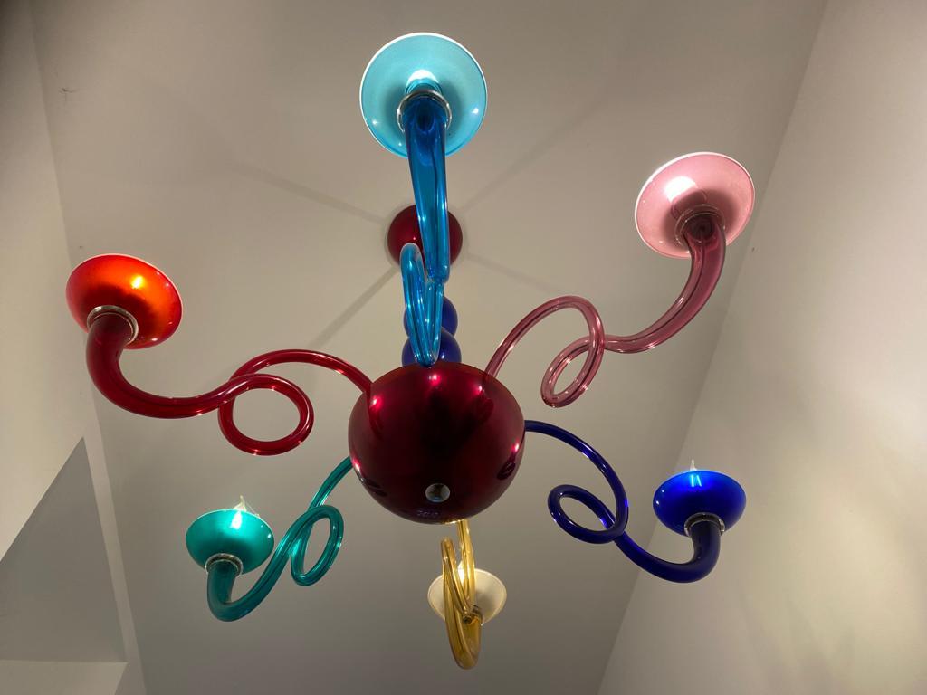 Large Murano 1980s Ponti Style Chandelier, Pantalica from VeArt/Artemide, Italy 3