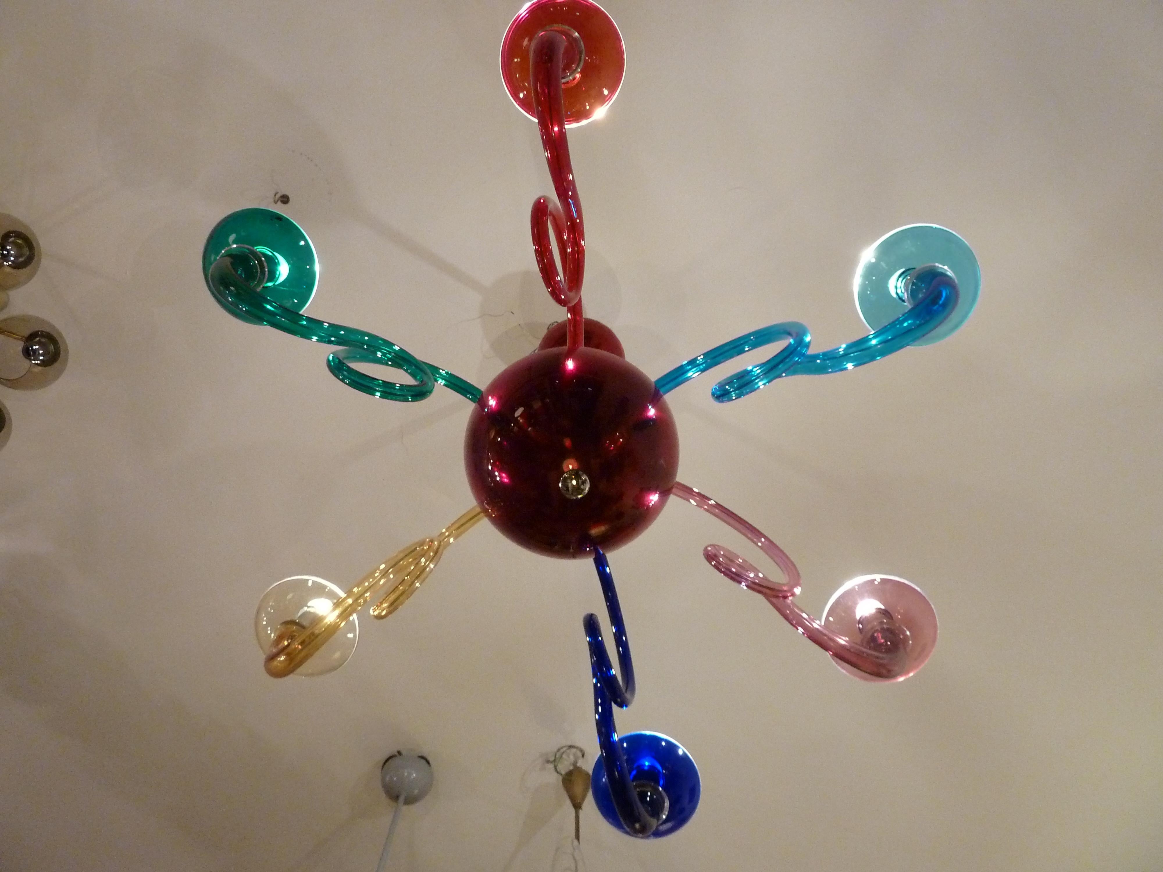 Large Murano 1980s Ponti Style Chandelier, Pantalica from VeArt/Artemide, Italy In Good Condition In Halle, DE