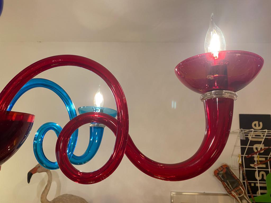 Large Murano 1980s Ponti Style Chandelier, Pantalica from VeArt/Artemide, Italy In Good Condition In Halle, DE