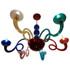 Vintage Large Murano 1980s Ponti Style Chandelier, Pantalica from VeArt/Artemide, Italy