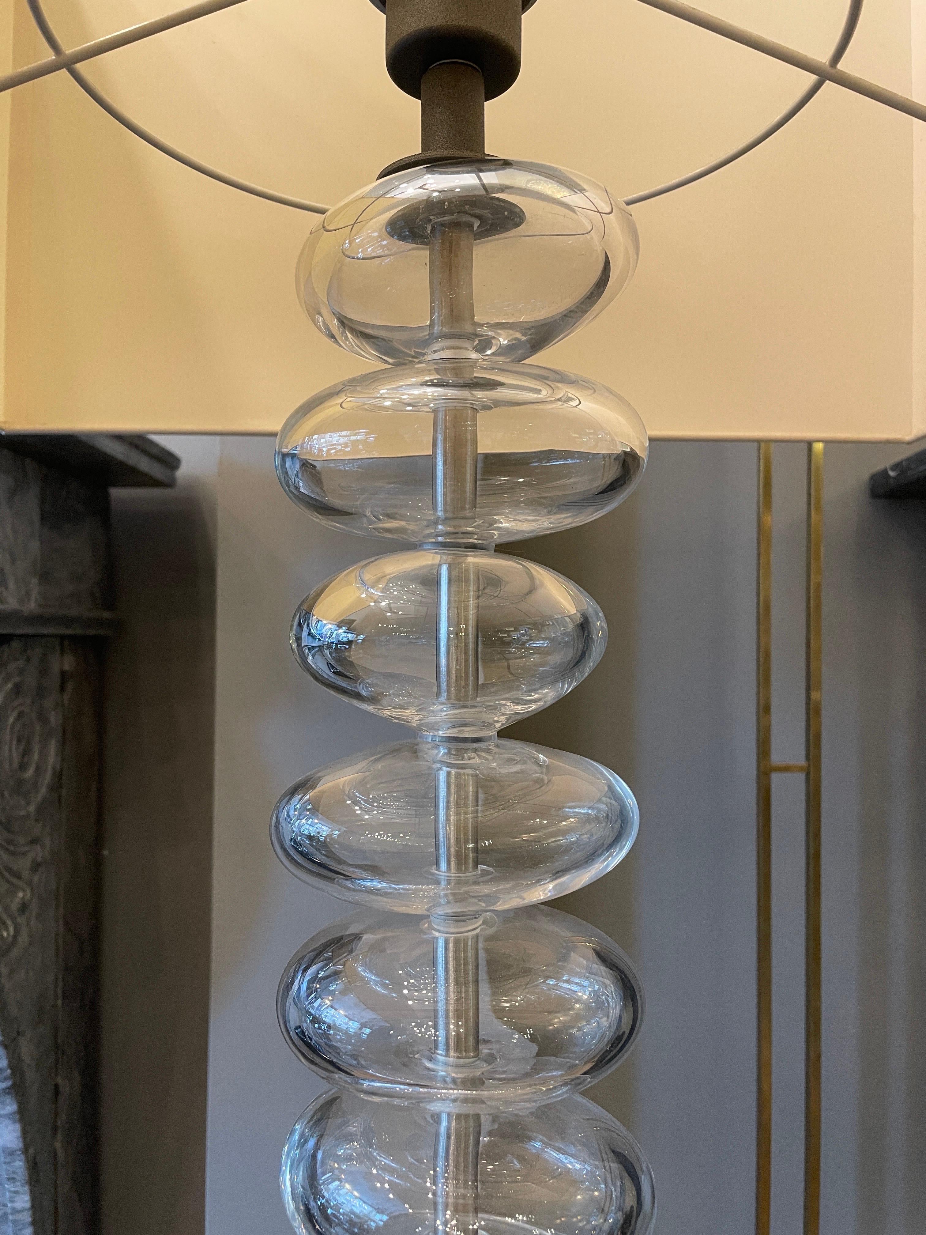 Blown Glass Large Murano Glass and Steel Floor Lamp by Jean-Marie Massaud For Sale