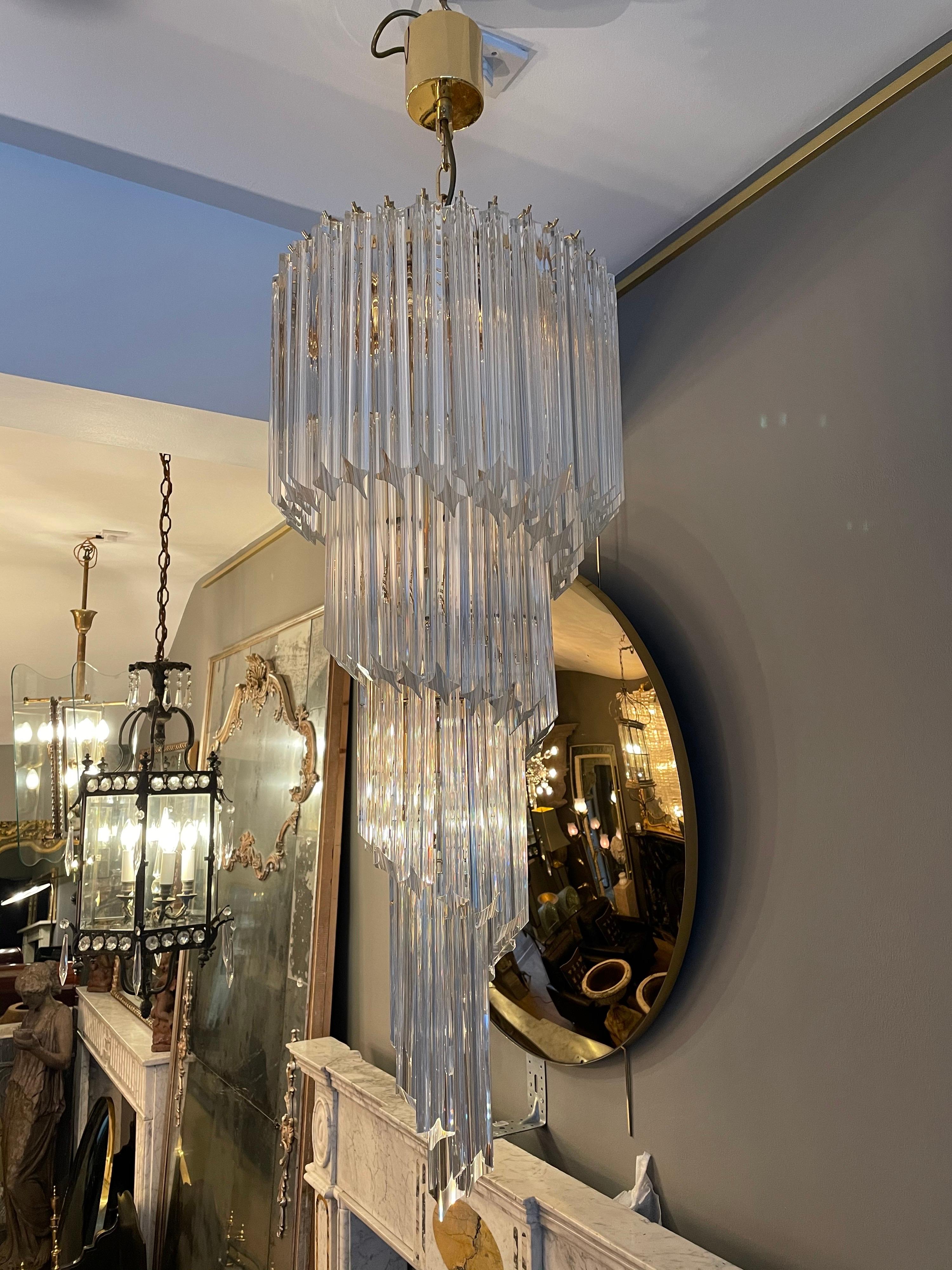 Mid-Century Modern Large Murano Spiral Chandelier