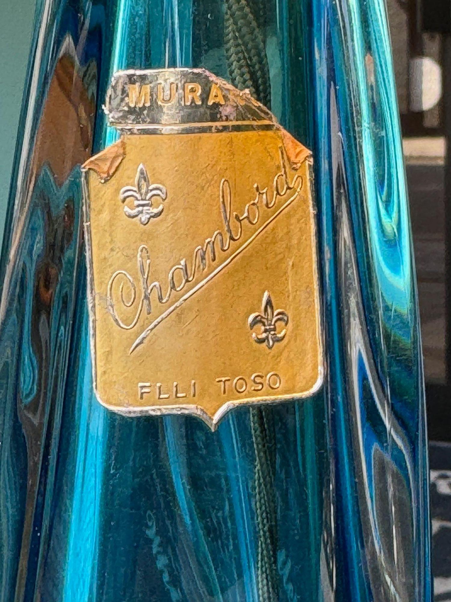 Una gran lámpara de cristal turquesa Murno de Chambord Et Toso en venta 6