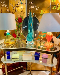 A large Murno turquoise glass lamp by Chambord Et Toso