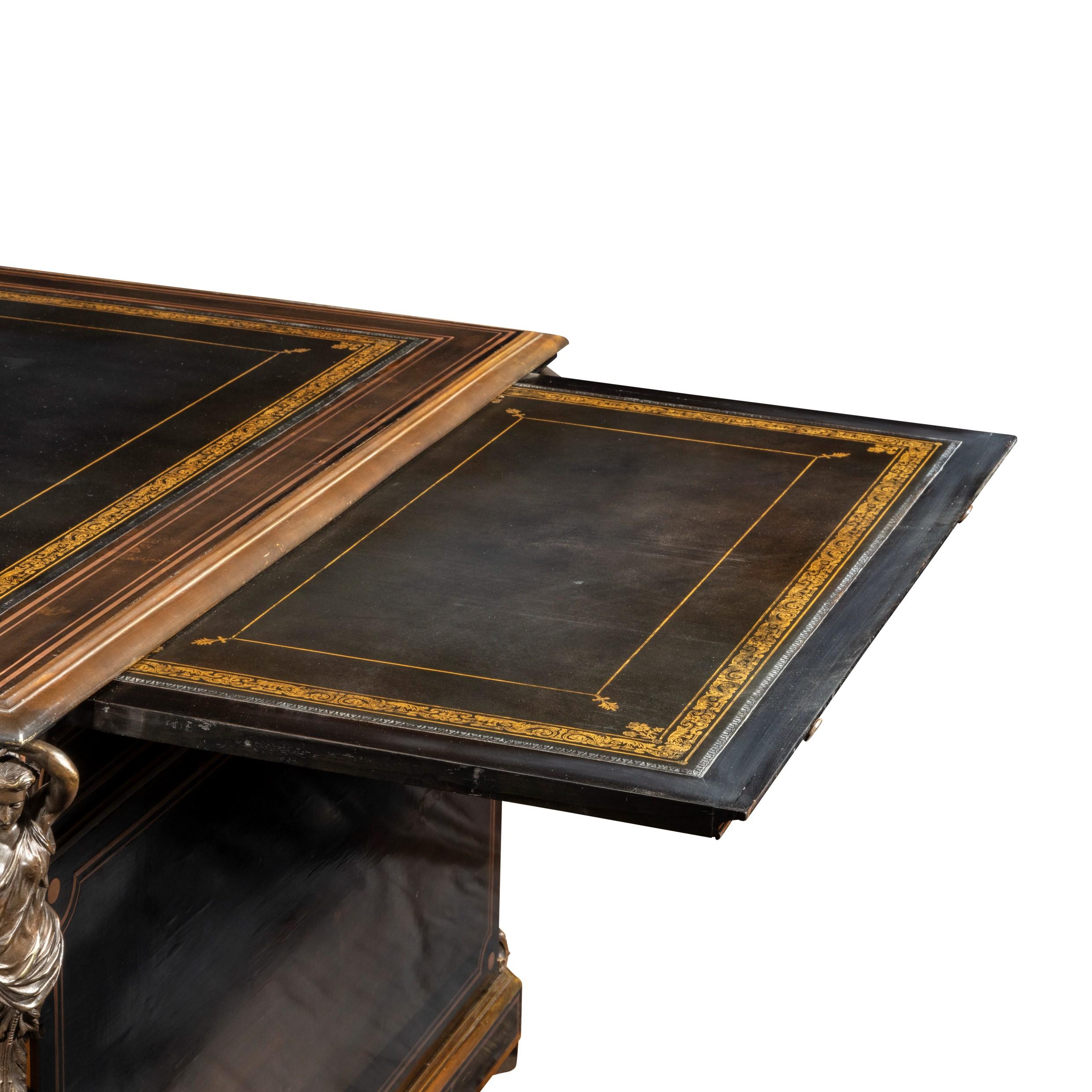 Large Napoleon III Ebonized Partners’ Desk, circa 1860 For Sale 3