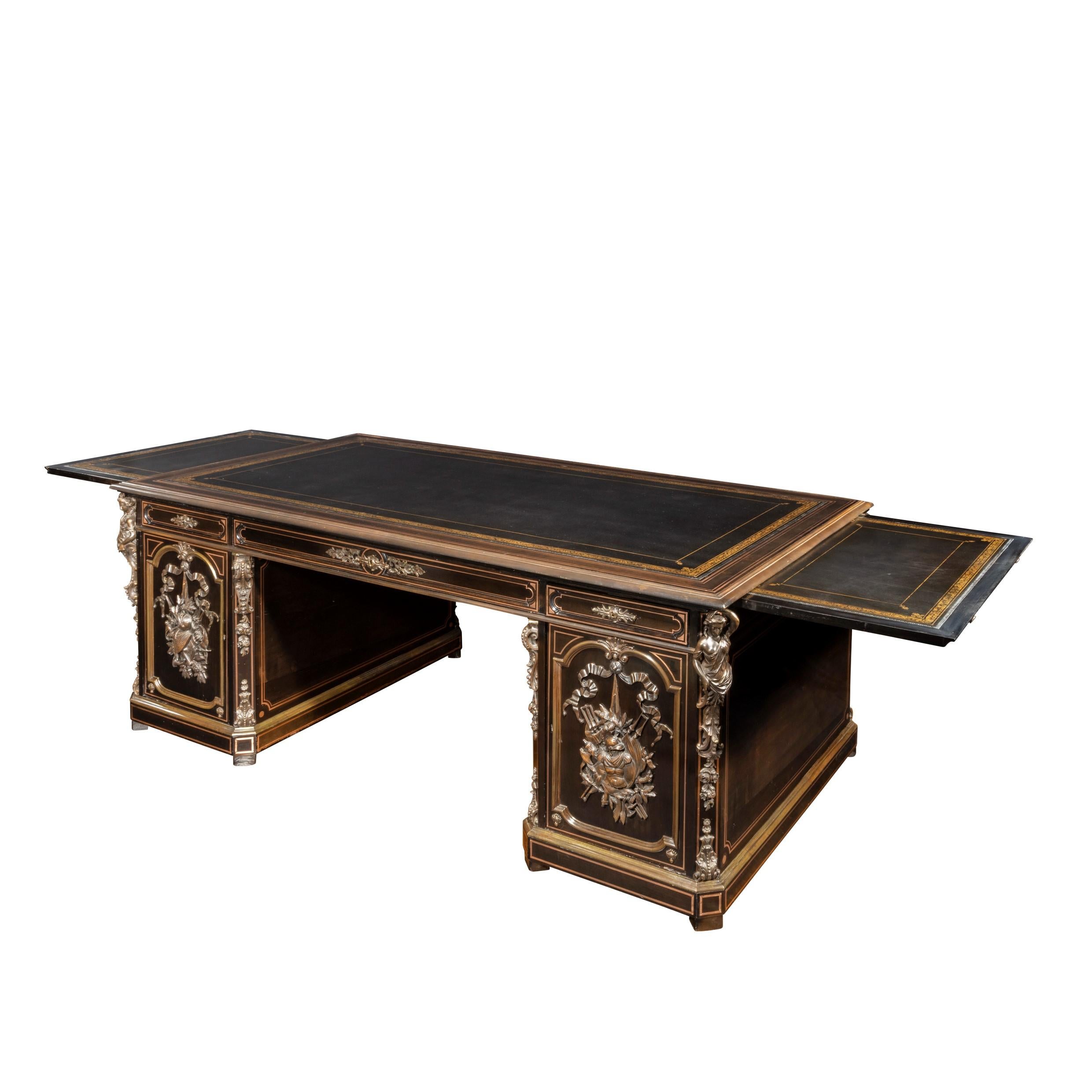 Large Napoleon III Ebonized Partners’ Desk, circa 1860 For Sale 2