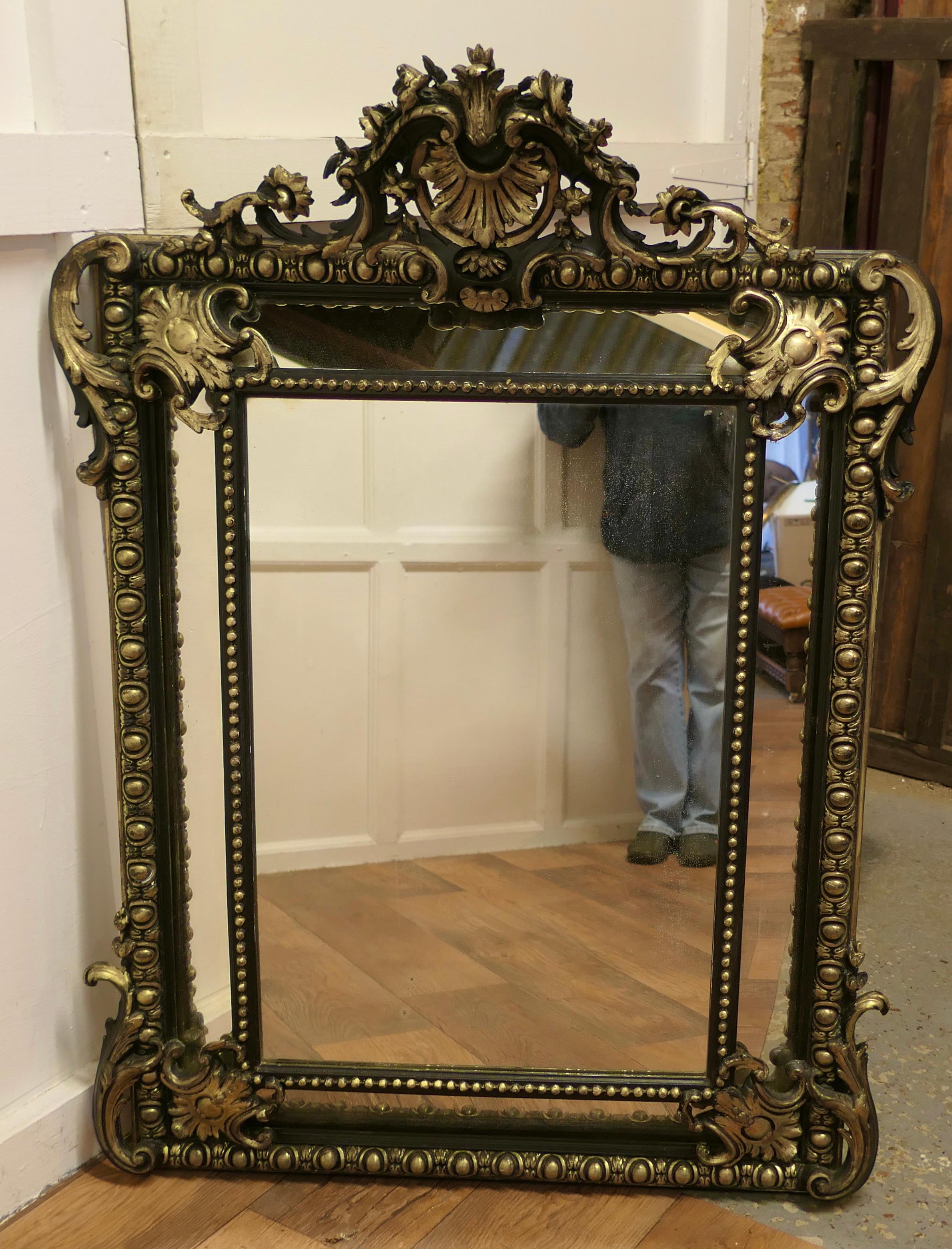 French Provincial A Large Napoleon III French Cushion Mirror    For Sale