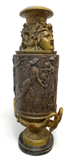A large Néo-grec silvered and gilt-bronze revolving vase
