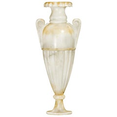 Large Neoclassical Style Alabaster Amphora Lamp, Featuring Interior Light Sour