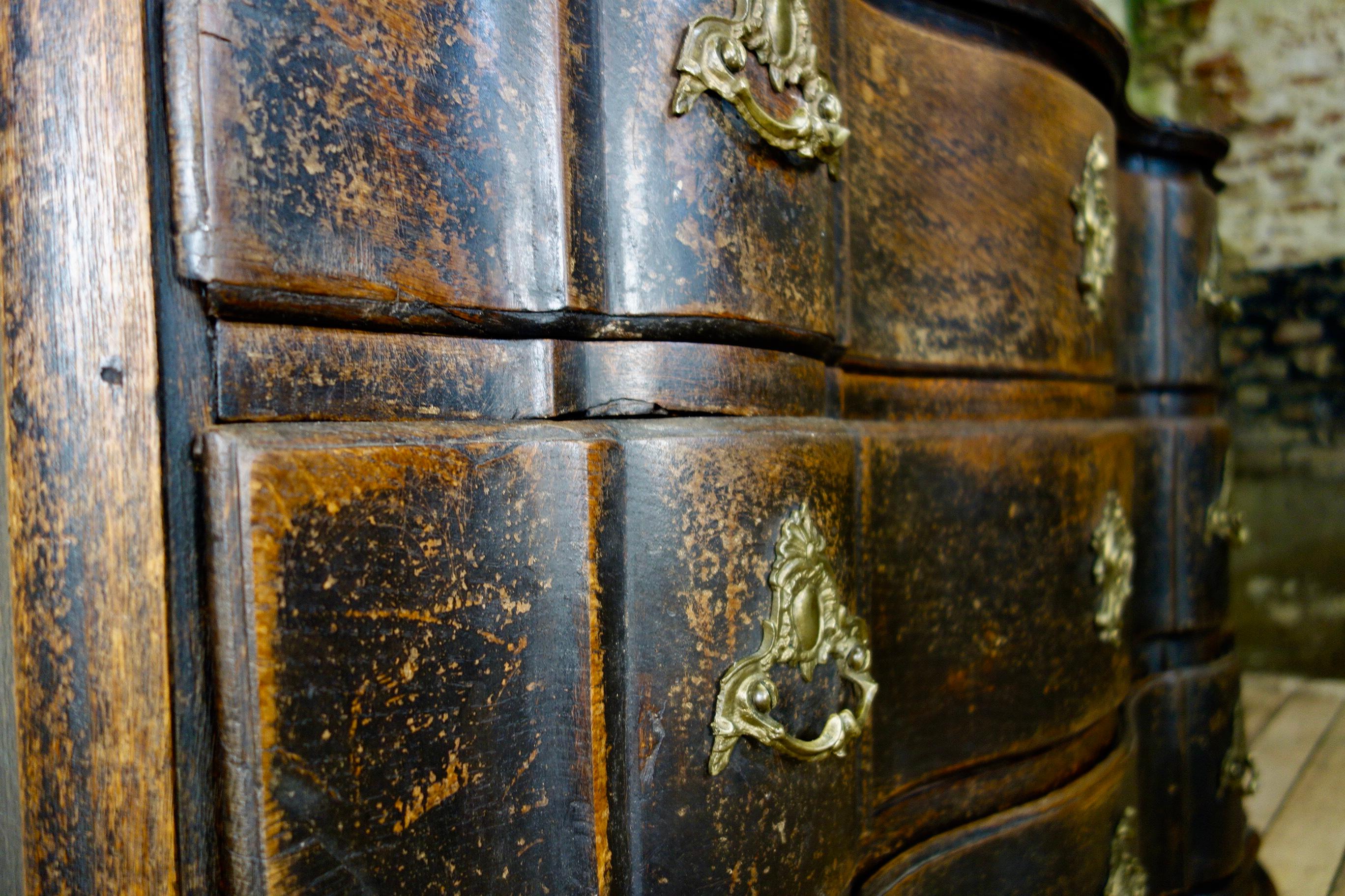 A Large 18th Century Danish Baroque Ebonized Commode Painted Chest of Drawers 6