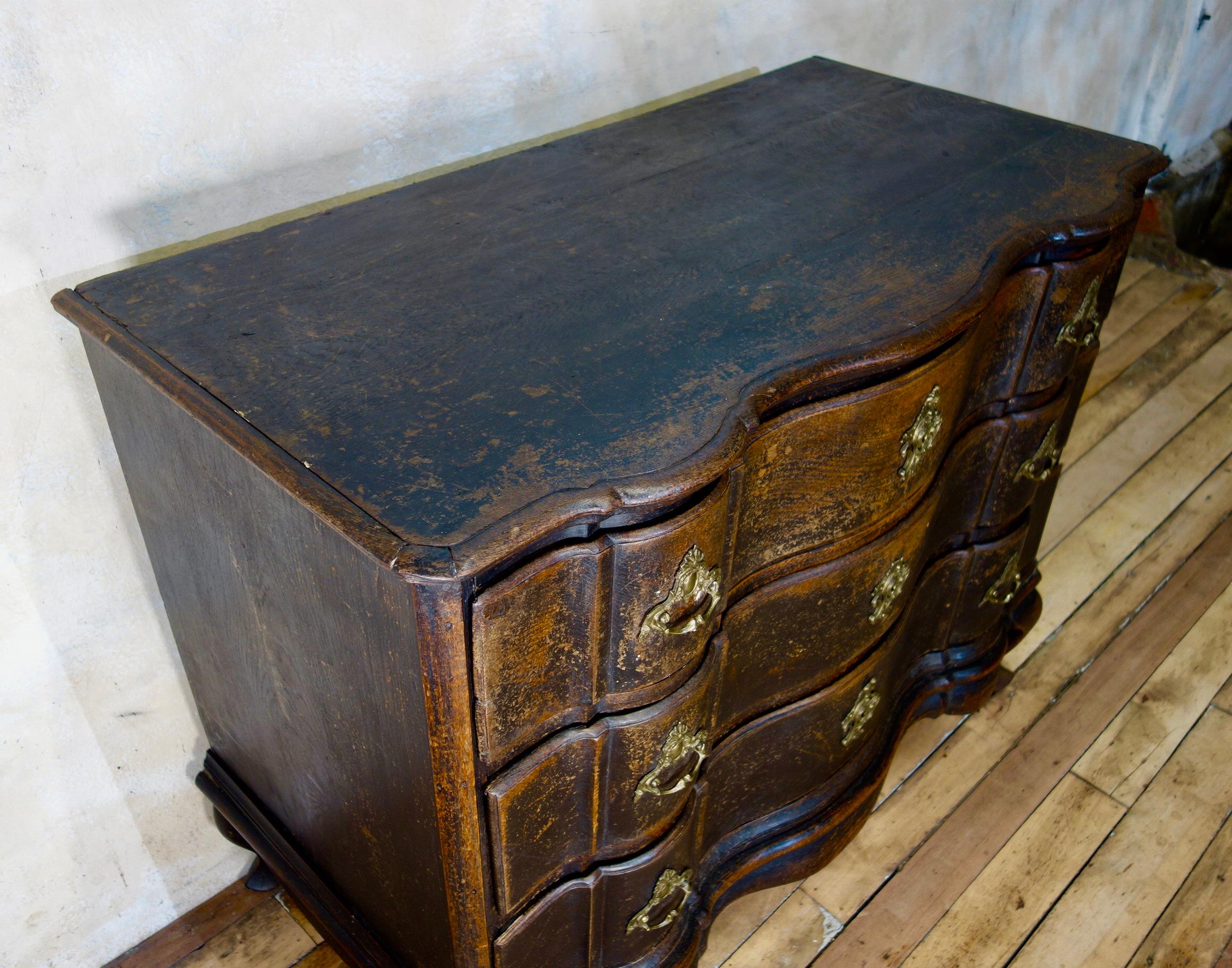 A Large 18th Century Danish Baroque Ebonized Commode Painted Chest of Drawers 7