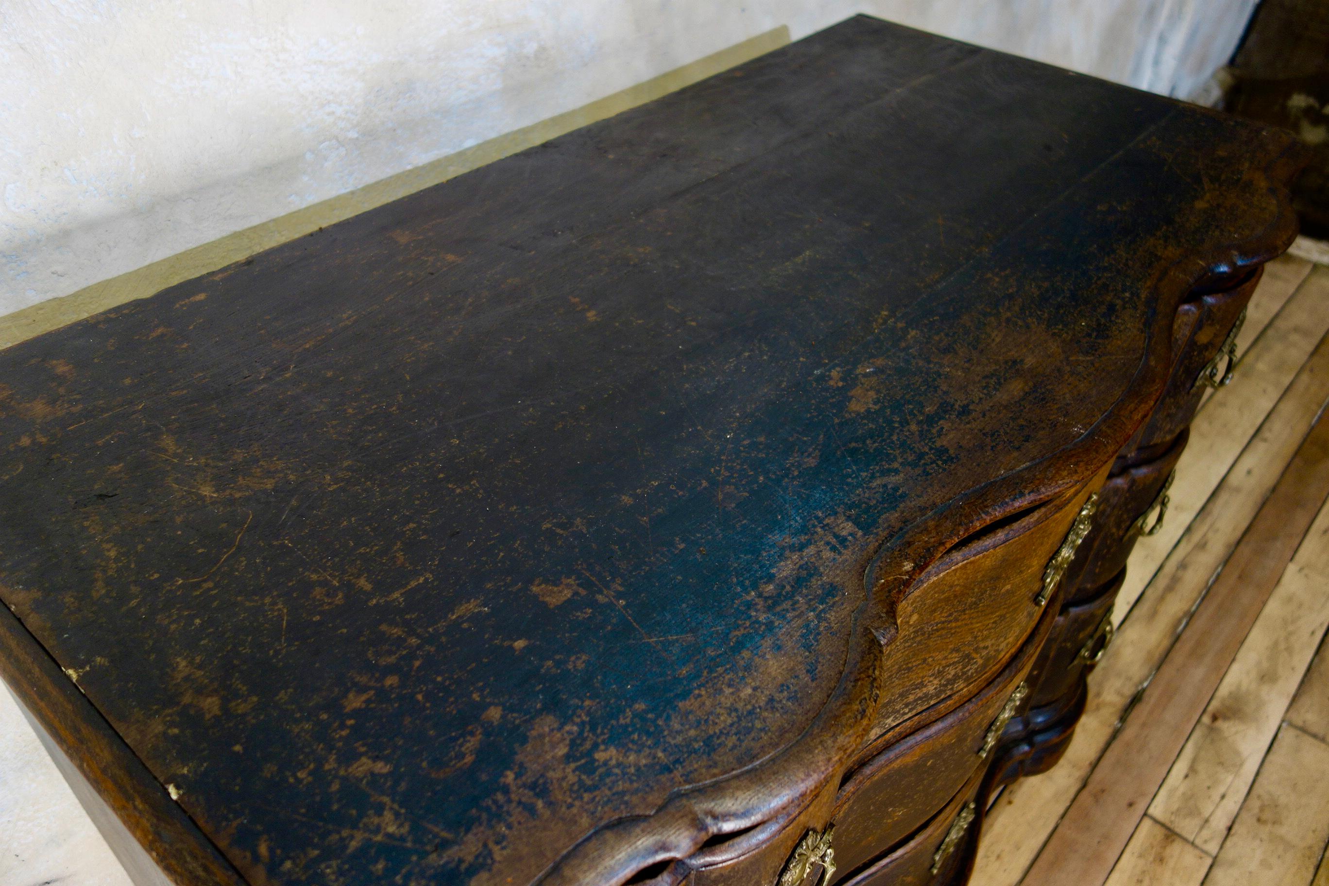 A Large 18th Century Danish Baroque Ebonized Commode Painted Chest of Drawers 8