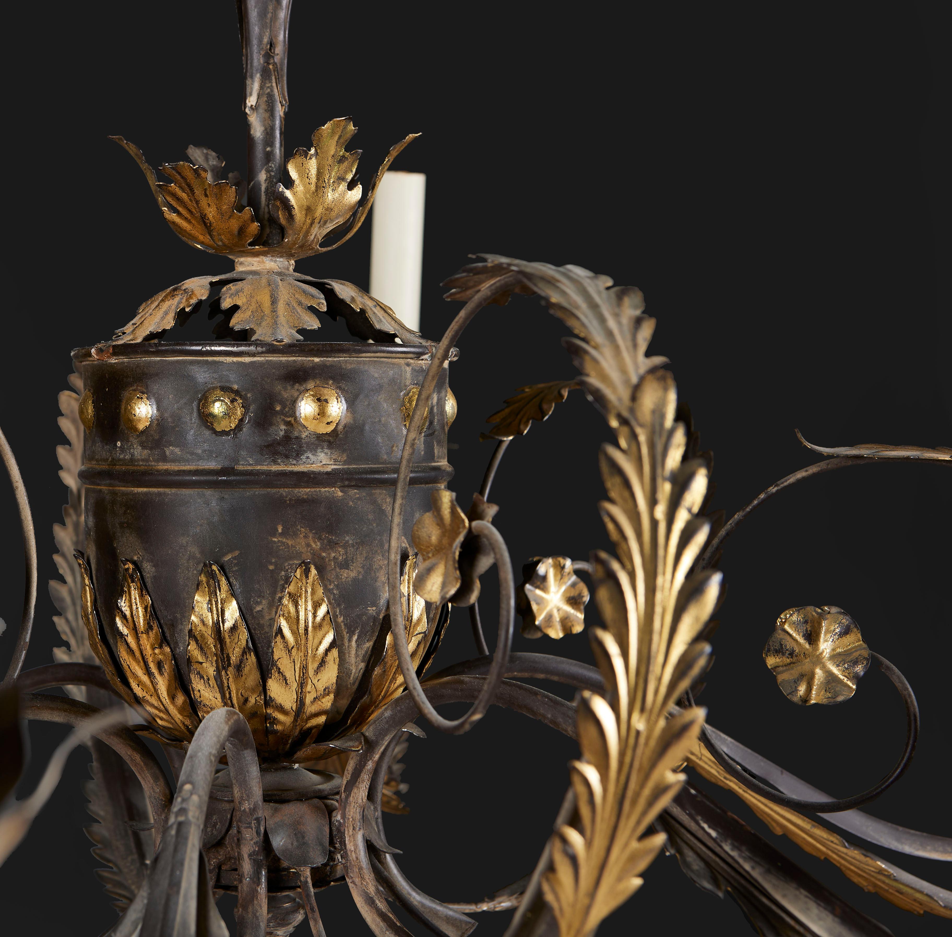 19th Century A Large North Italian Tole Chandelier