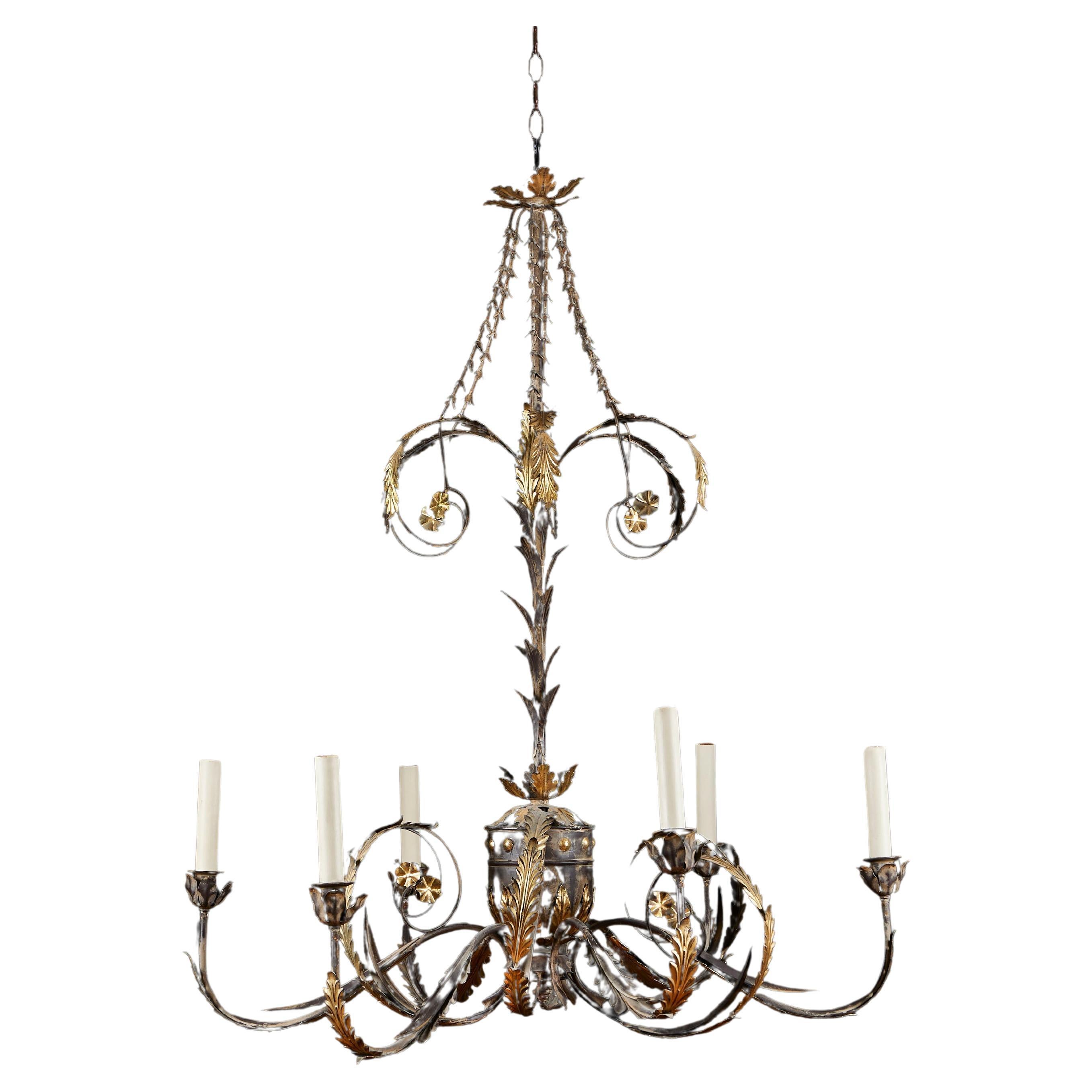 A Large North Italian Tole Chandelier
