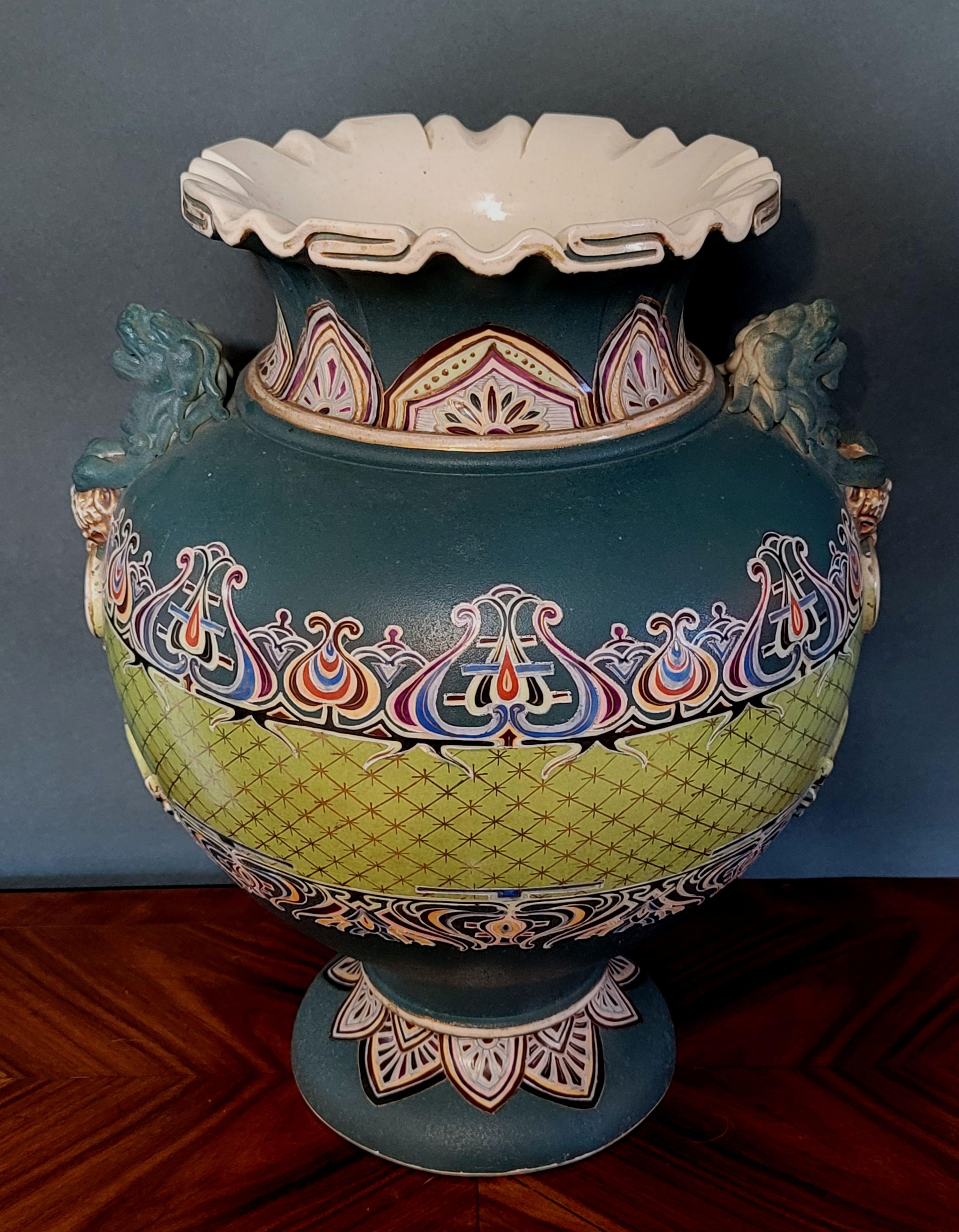 Art déco Grand vase japonais Art Nouveau de style Satsuma en vente