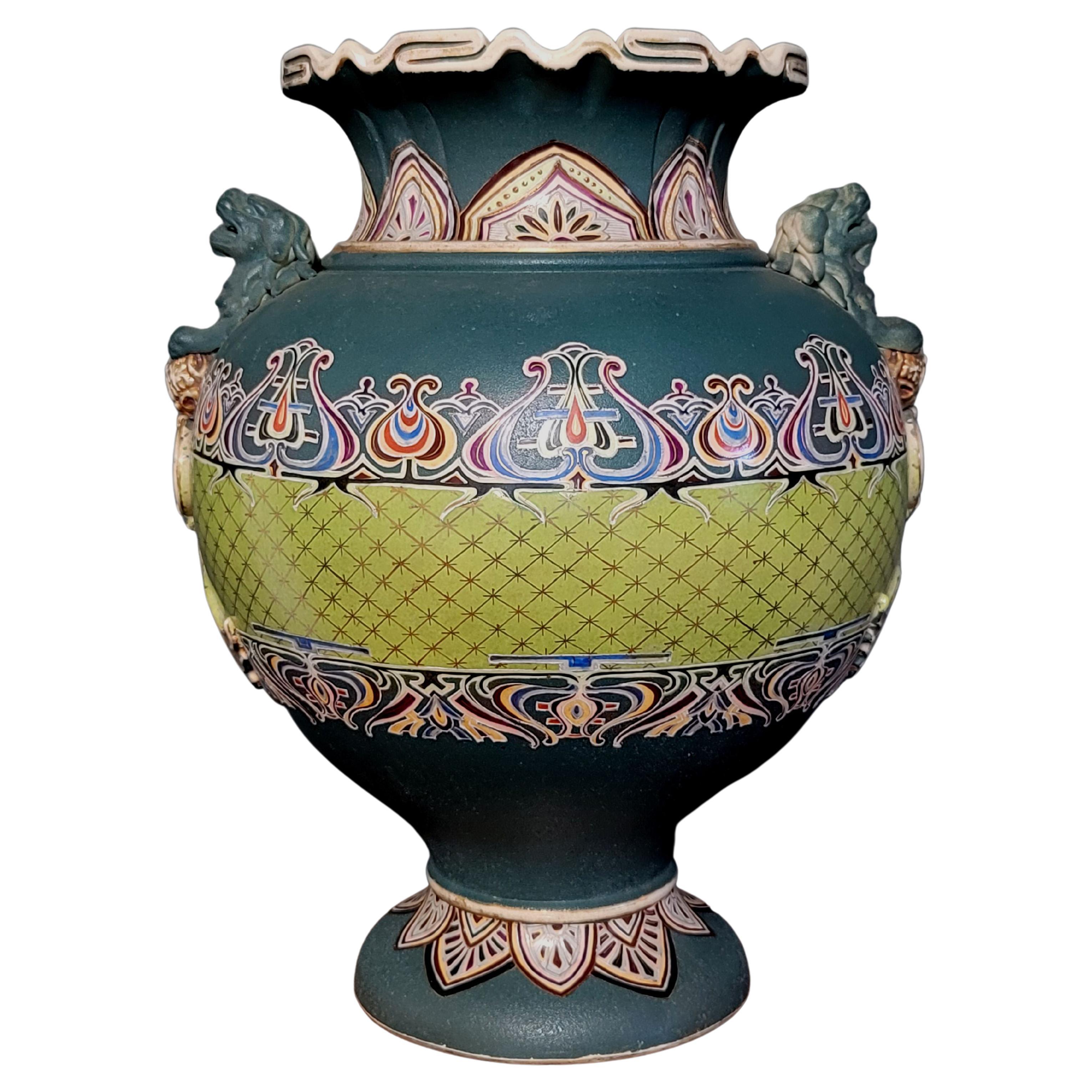 Grand vase japonais Art Nouveau de style Satsuma en vente