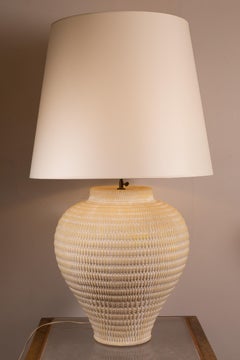 Large Off-White Ceramic Lamp, France, 1970