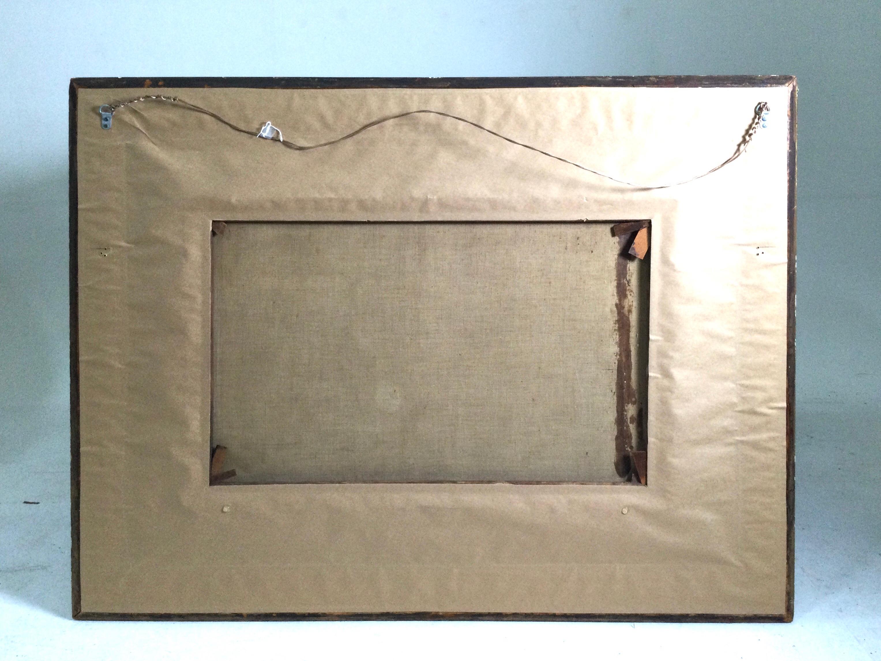 Grande huile sur toile - Scène d'intérieur dans un cadre doré d'origine signé Marteli en vente 4