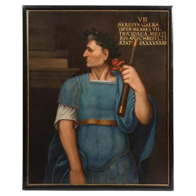 Grande peinture à l'huile sur toile « Sergius Galba », un empereur romain, d'après le Titien