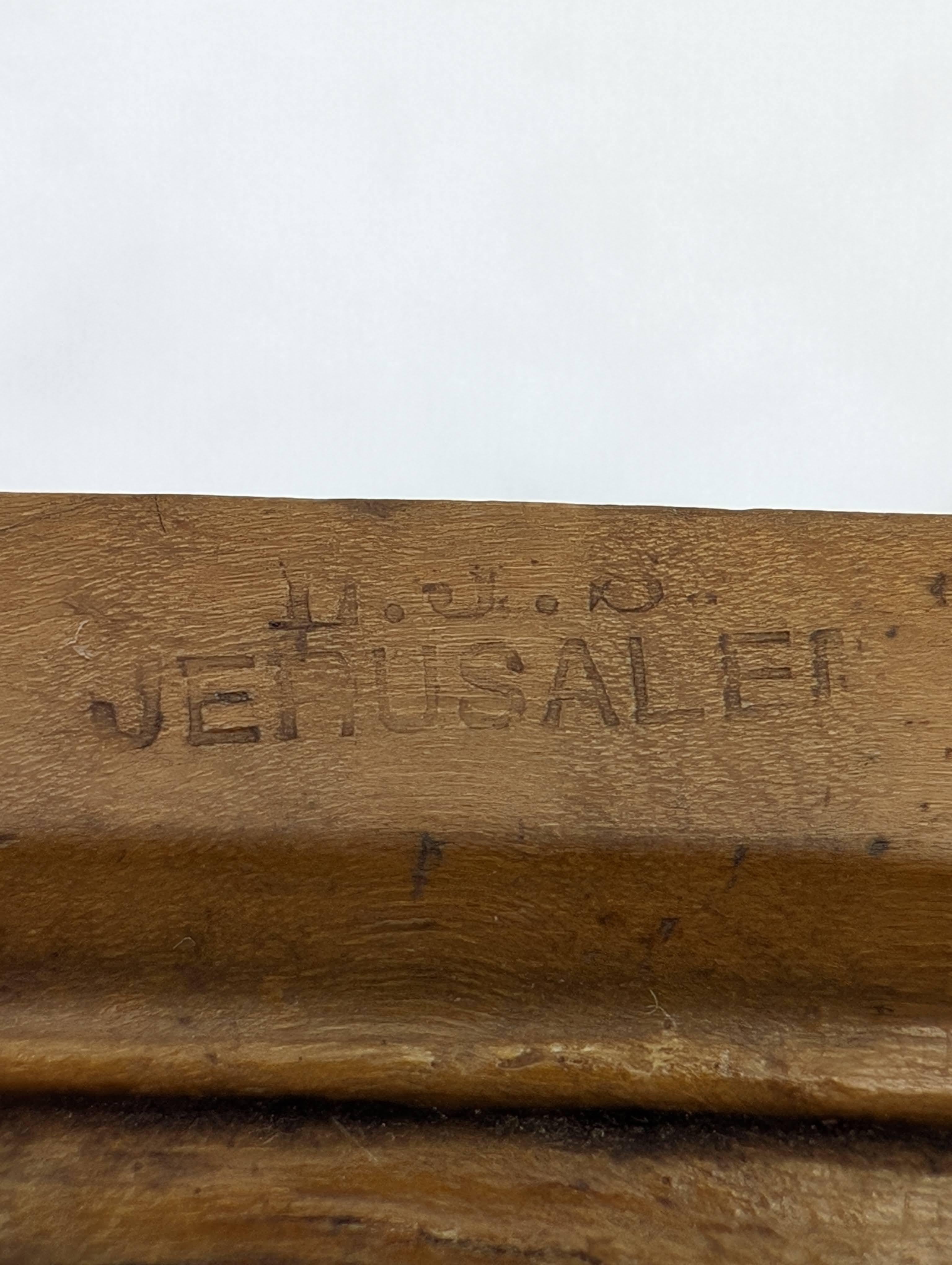 Wood A  Large Olivewood Mezuzah Case, Jerusalem Circa 1890. Judaica For Sale