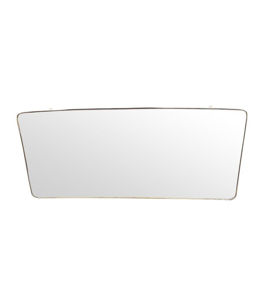 A large orignal 1950s Italian brass framed landscape mirror with curved corners For Sale 6