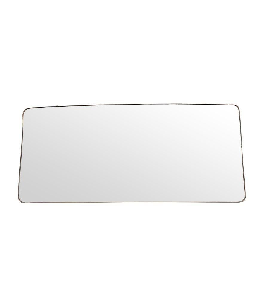 Brass A large orignal 1950s Italian brass framed landscape mirror with curved corners For Sale