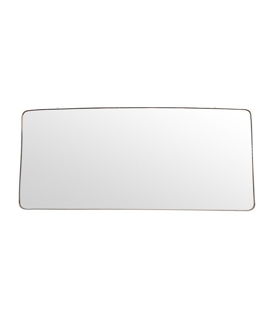 A large orignal 1950s Italian brass framed landscape mirror with curved corners For Sale 2