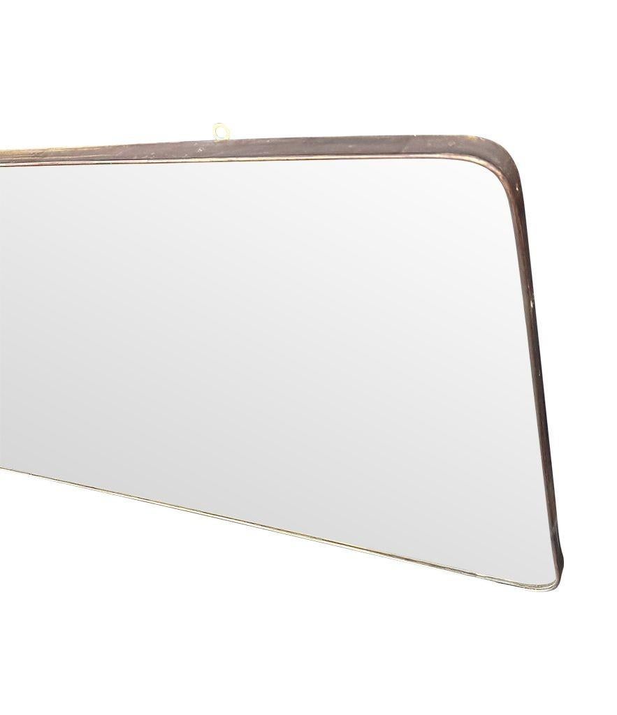 A large orignal 1950s Italian brass framed landscape mirror with curved corners For Sale 3