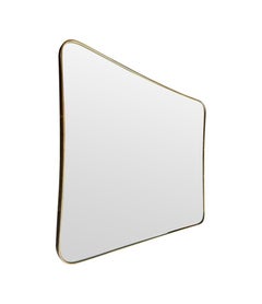 A large orignal 1950s Italian landscape overmantel brass framed mirror