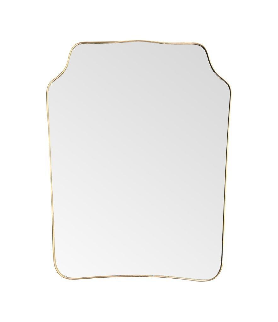 Large Orignal 1950s Italian Shield Mirror with Brass Frame and Orignal Plate In Good Condition In London, GB