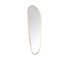Large Orignal 1960s Italian Shield Mirror with Lovely Oval Shaped Brass Frame